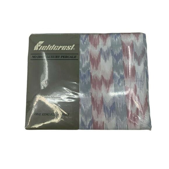 Vintage Fieldcrest King Flat Sheet Made in USA No Iron Luxury Percale Sleepsoft - Picture 1 of 7